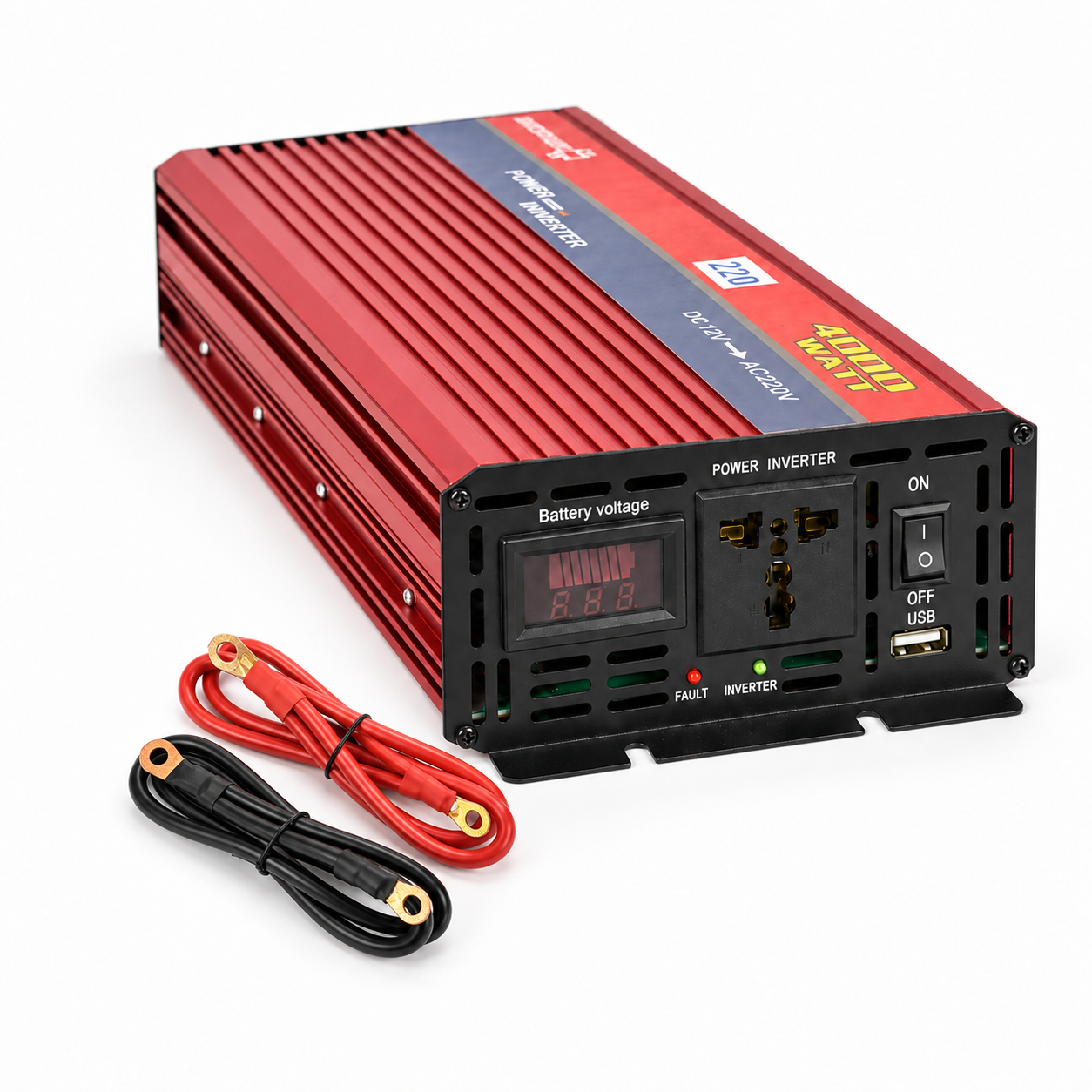 Преобразователь напряжения Powerone Plus 4000W 12В – 220В для питания от АКБ 12В 2600 Вт (NV-4000-Red) Преобразователь напряжения Powerone Plus 4000W 12В – 220В для питания от АКБ 12В 2600 Вт (NV-4000-Red)