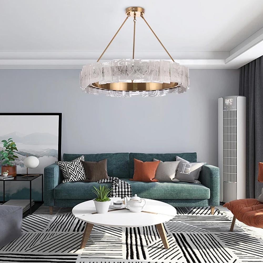 Люстра із декоративними пластинами 60 см Латунь (MJ 196 AB)