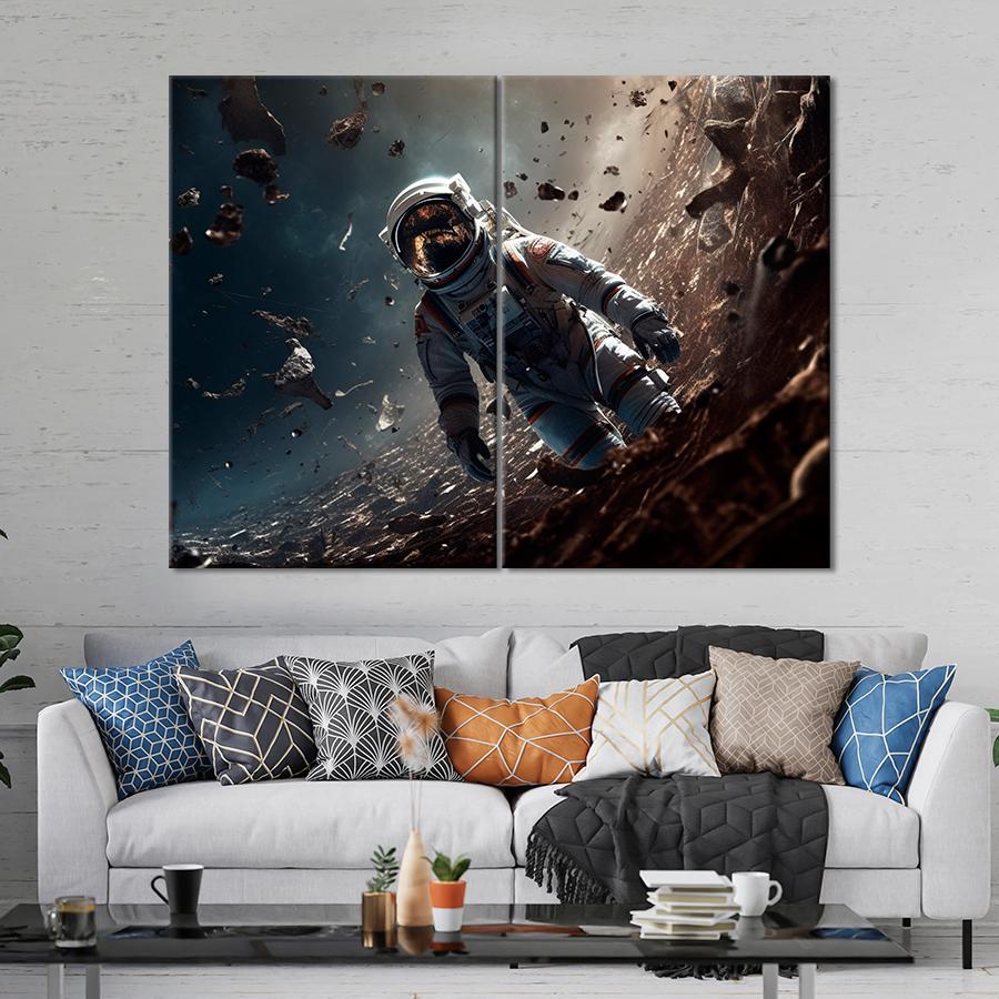 Картина космос Космонавт на поверхности необычной планете 71x51 см (A1316-2)