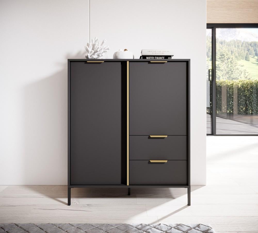 Комод высокий Perfect Home Lars 2D2S/104 2-дверный с 2 ​​ящиками Антрацит (PFH-091020)