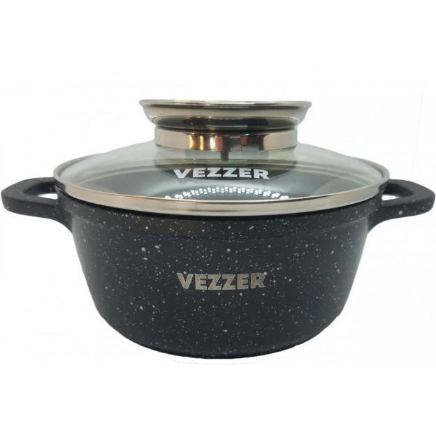 Кастрюля Vezzer VZ 8012 круглая со стеклянной крышкой 5,6 л Черный Кастрюля Vezzer VZ 8012 круглая со стеклянной крышкой 5,6 л Черный
