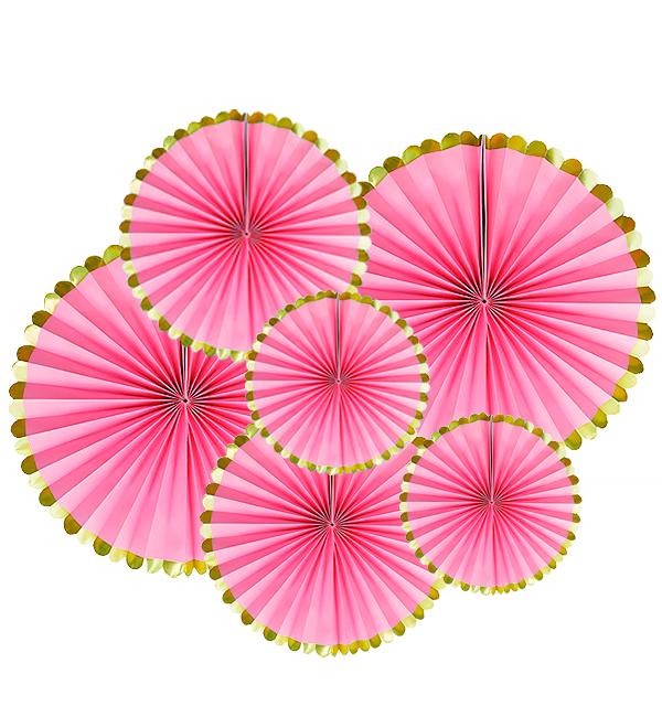 Подвесные веера набор 6 шт. Gold/Pink