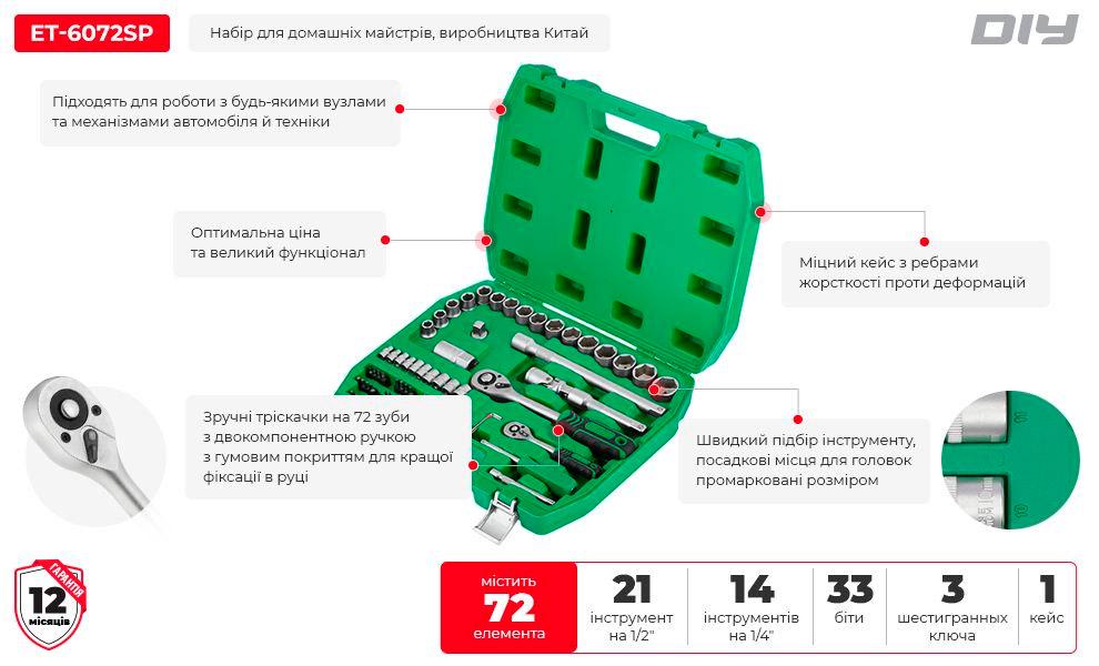 Набір інструментів Intertool 72 шт. (ET-6072SP) - фото 11 Набір інструментів Intertool 72 шт. (ET-6072SP) - фото 11