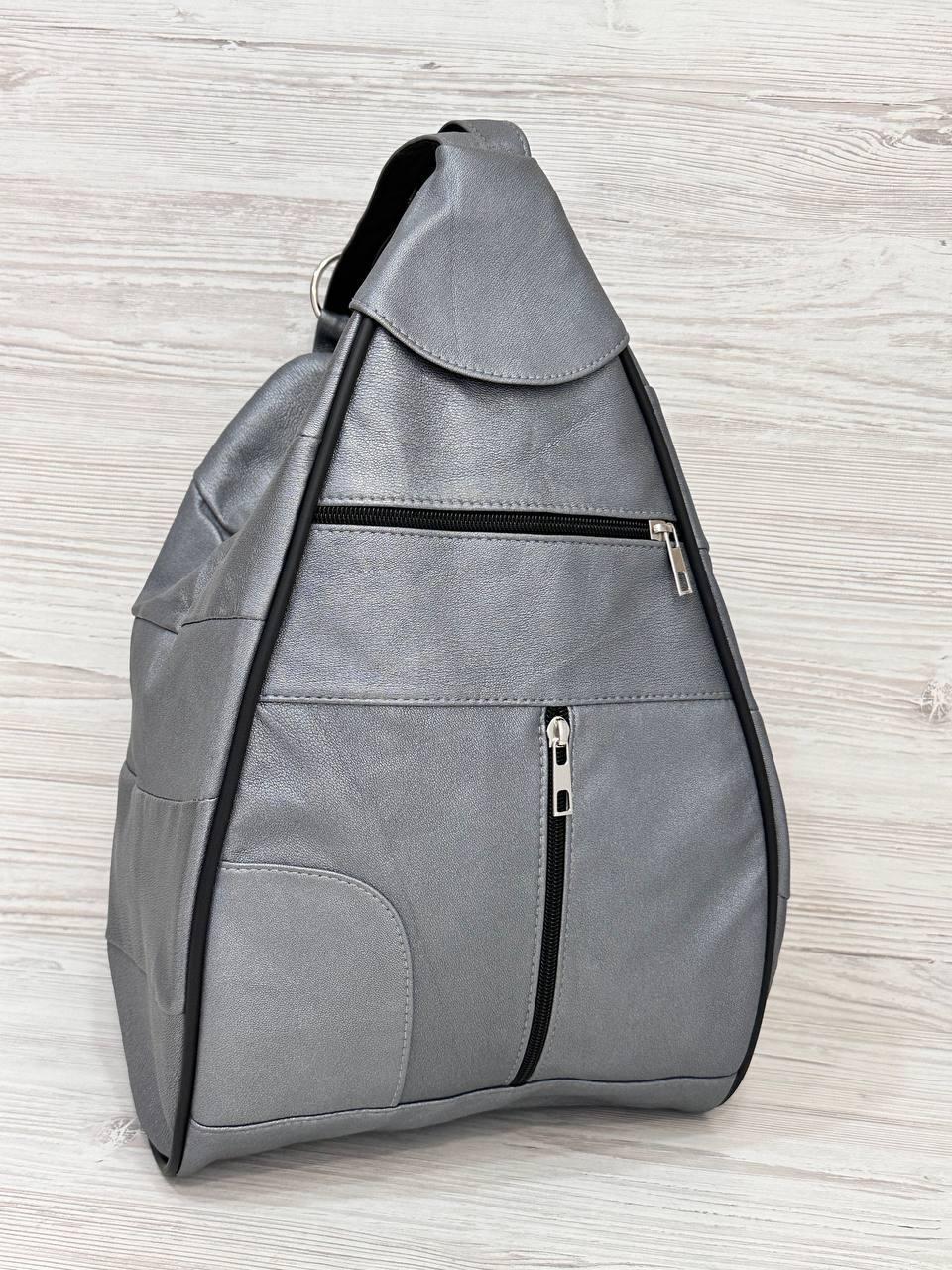 Женский рюкзак натуральная кожа Серый (203040)