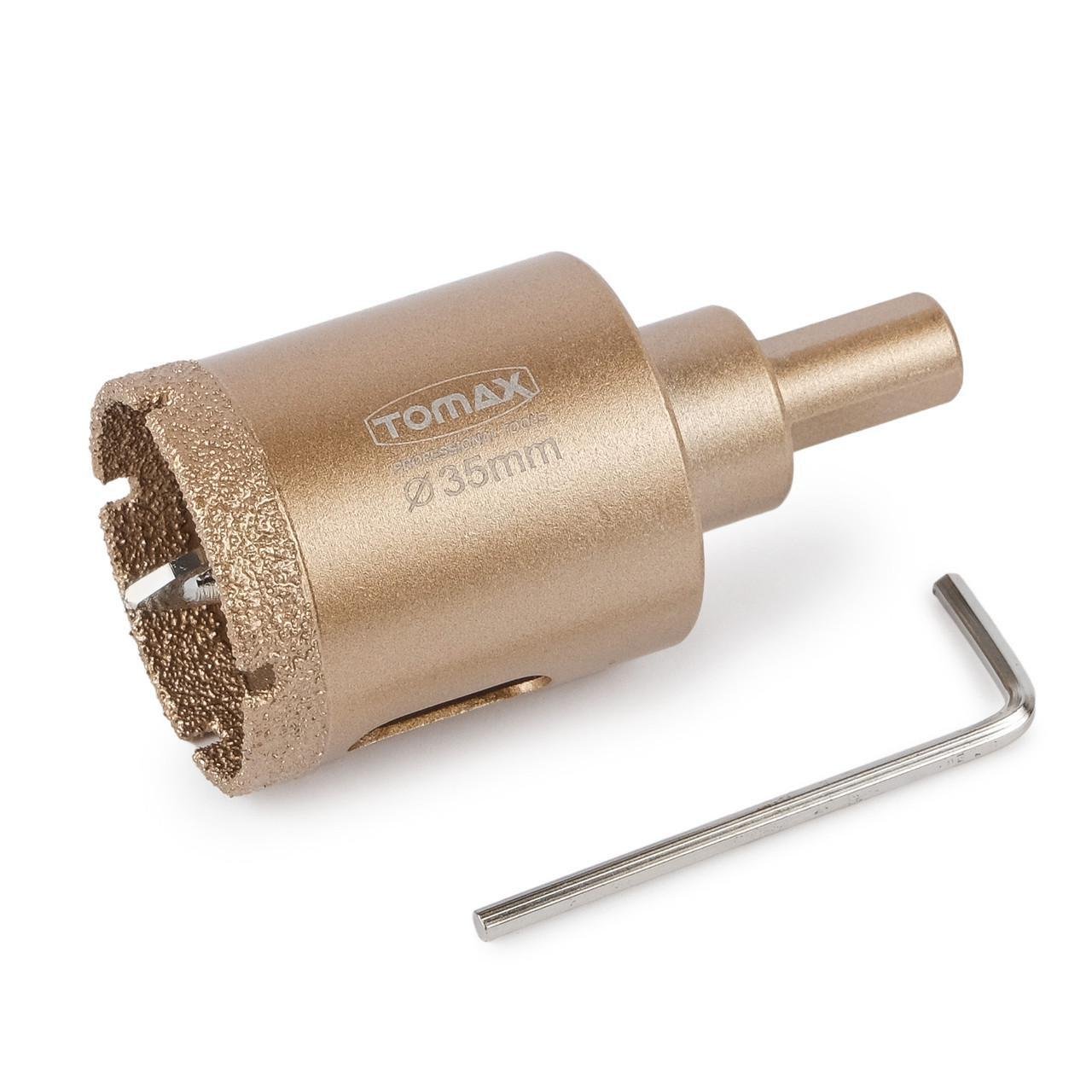 Коронка для керамогранита/плитки TOMAX 35 мм алмазная с центрирующим сверлом (1689038337) - фото 1