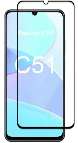 Закаленное защитное стекло на Realme C51 с Черной рамкой