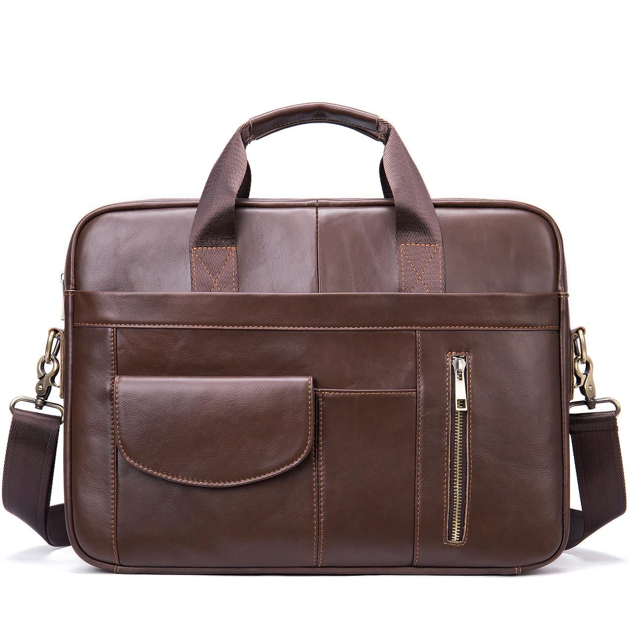 Портфель мужской Lorian из натуральной кожи на одно отделение Кофейный (LR 251116-coffee)
