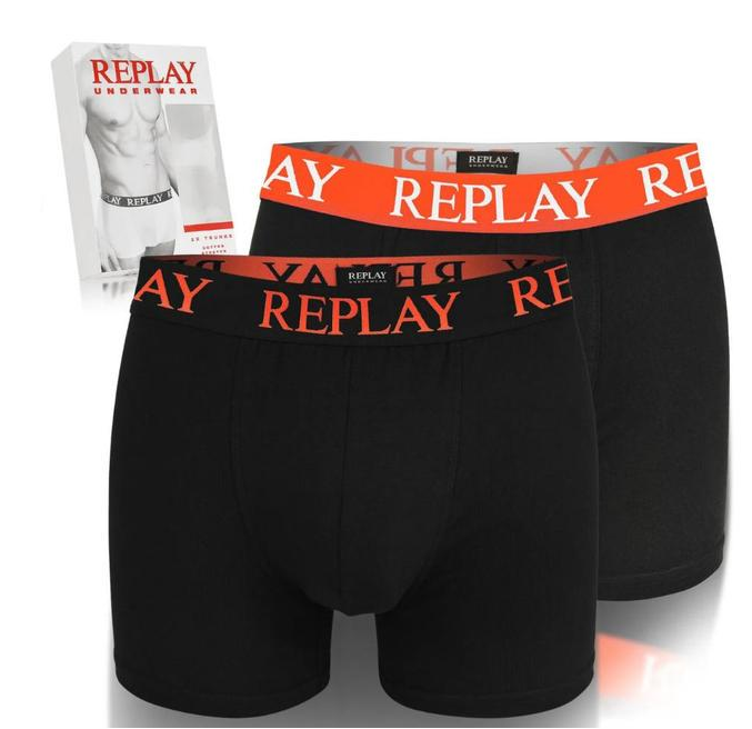 Трусы боксеры мужские анатомические Replay 2 шт. XL Черный/Оранжевый - фото 2