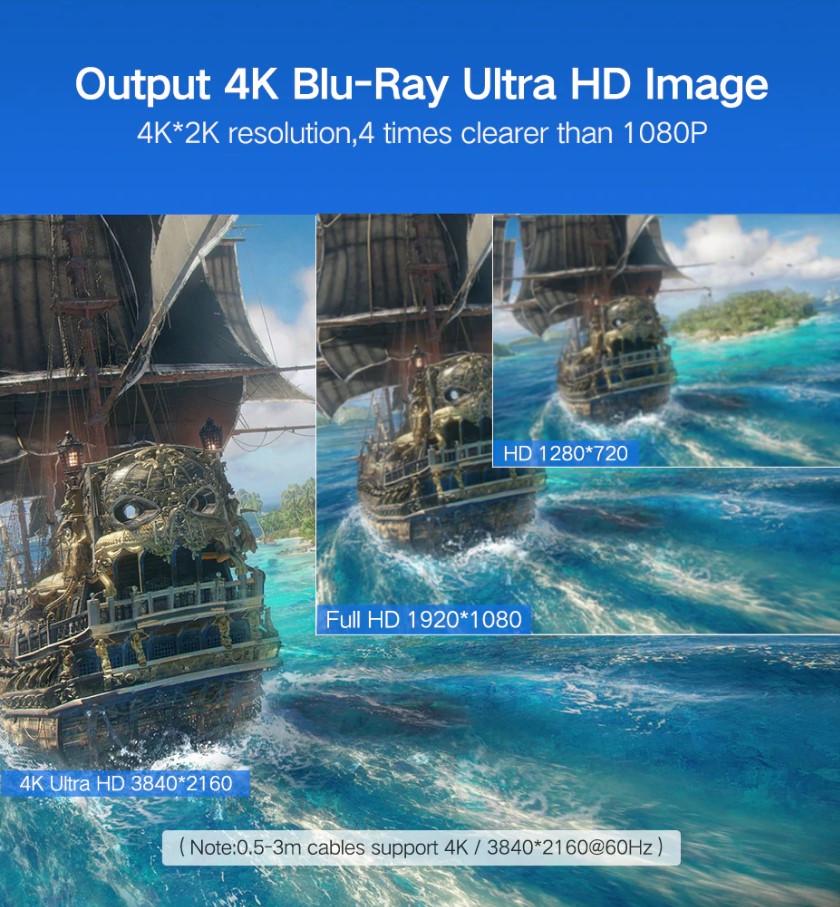 Кабель видео Ugreen HDMI 2,0 4K 3D 2 м Black (HD104) - фото 3 Кабель видео Ugreen HDMI 2,0 4K 3D 2 м Black (HD104) - фото 3