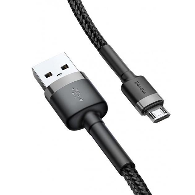 Кабель Baseus cafule Cable USB For Micro 2,4A 1 м Gray/Black