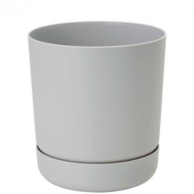 Горщик для квітів Form Plastic Satina з підставкою 5,2 л 20х22 см Платина
