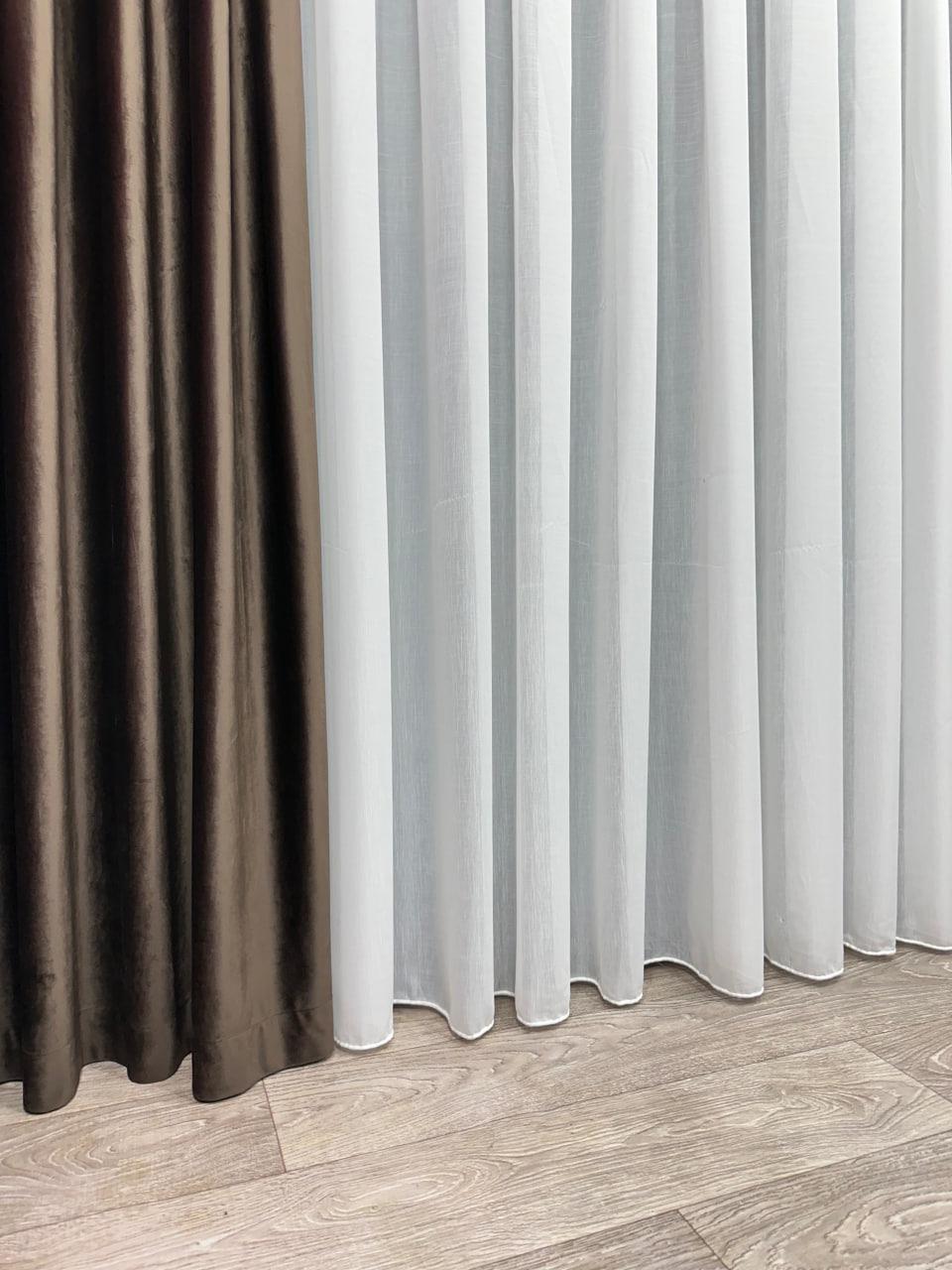 Тюль готовий з обтяжувачем креп-льон однотонний матовий на тасьмі 6 см 400x270 см Молочний (1100 К Т29) - фото 4 Тюль готовий з обтяжувачем креп-льон однотонний матовий на тасьмі 6 см 400x270 см Молочний (1100 К Т29) - фото 4