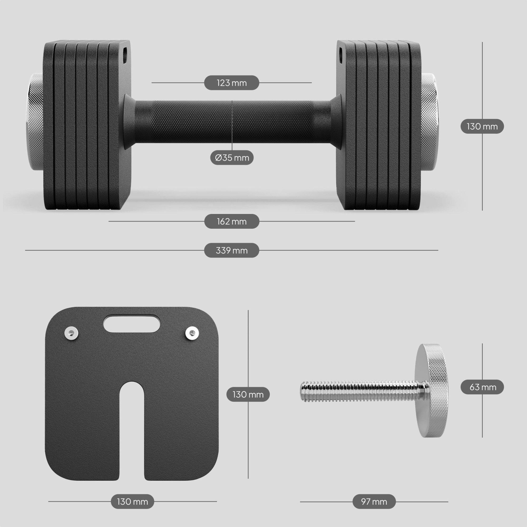 Гантель Zipro SQUARE с регулируемой нагрузкой 16 кг (441517) - фото 7