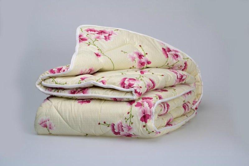 Одеяло двуспальное из овечьей шерсти Лери Макс Gold Цветы (18857)