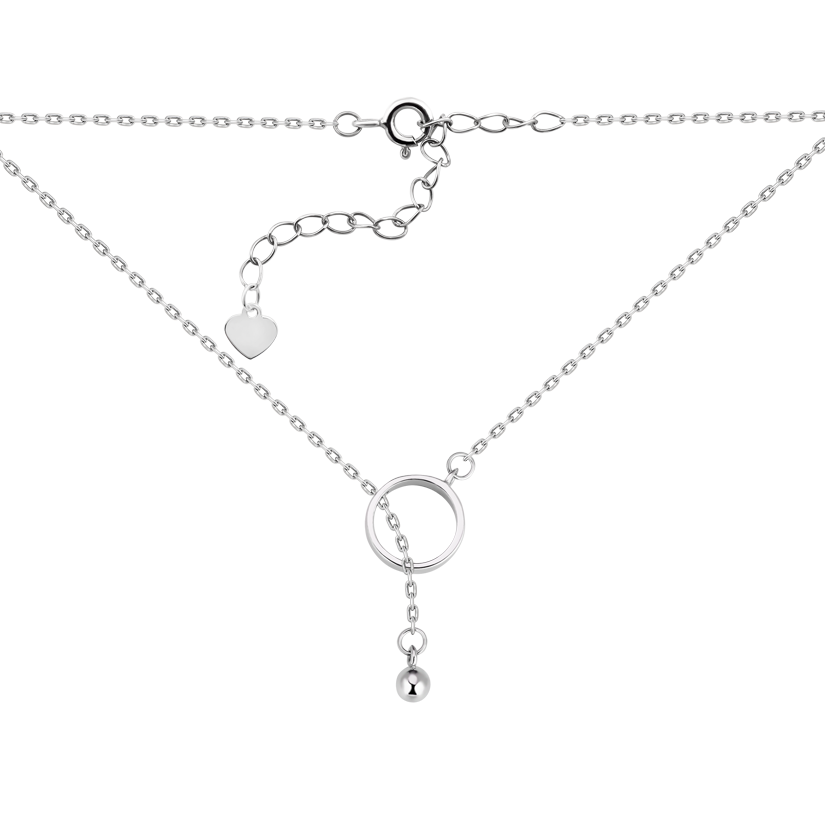 Колье серебряное с одним круглым элементом без инкрустации