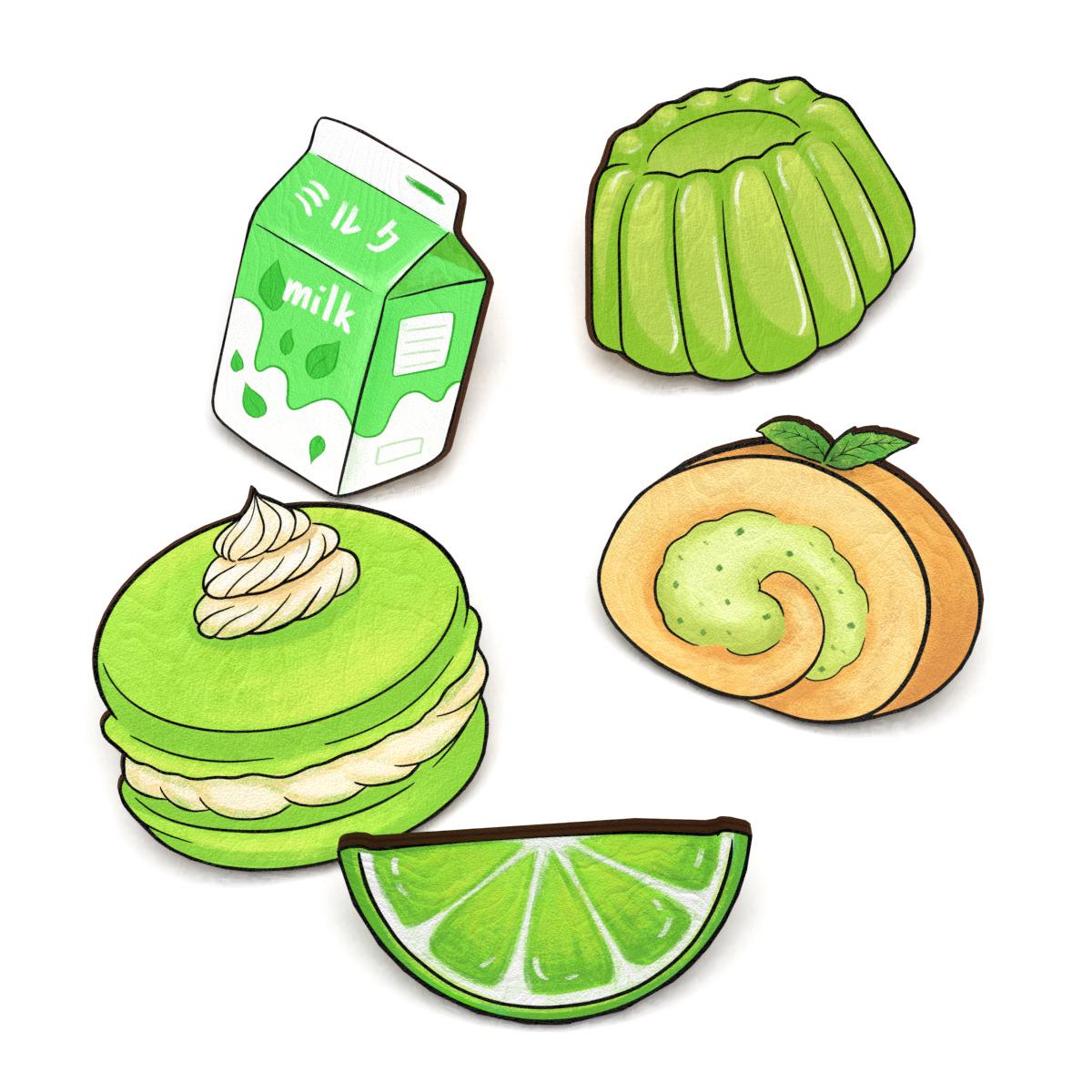 Набор значков Lex Altern Зеленая еда из дерева 5 шт.