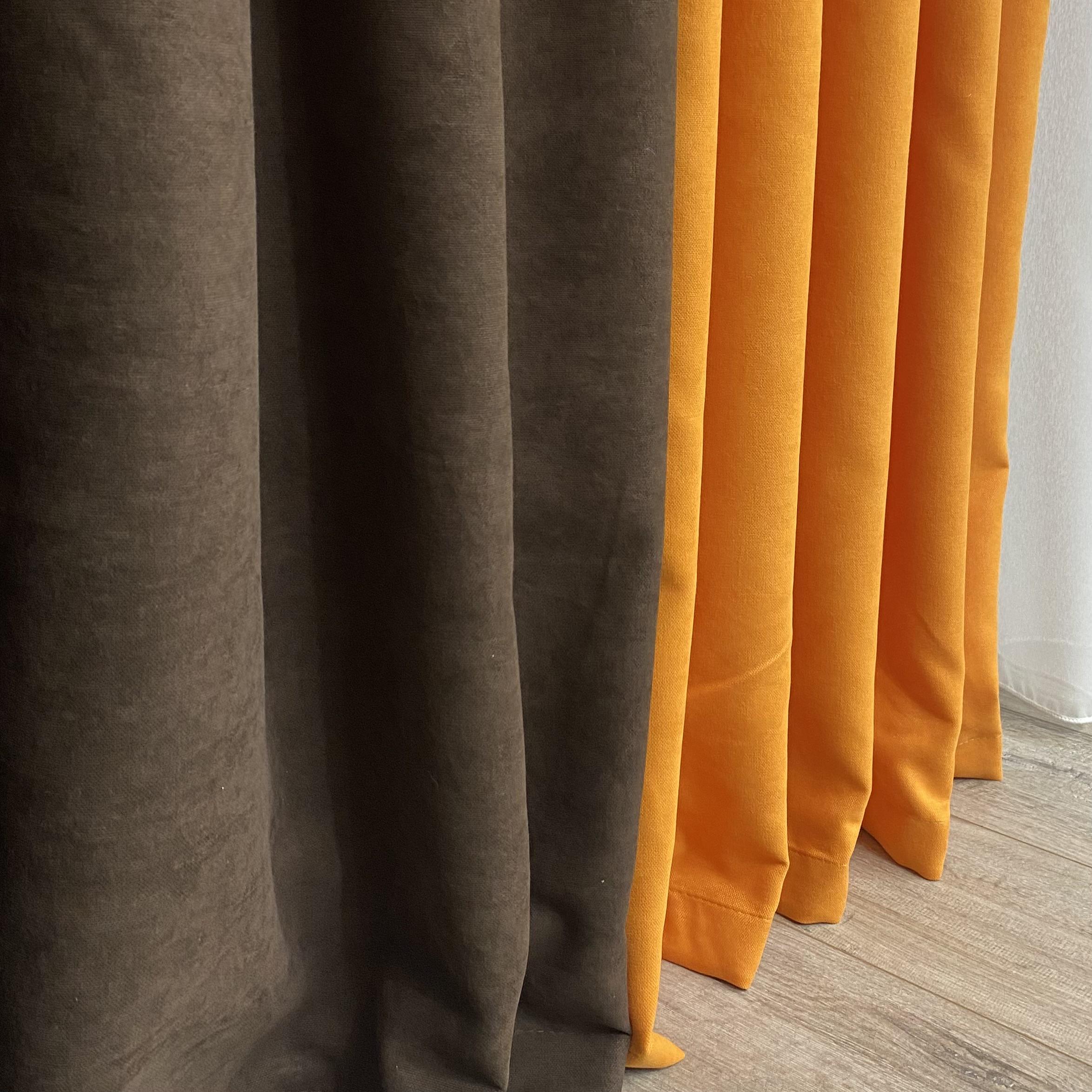 Шторы микровелюр TG Home Дуэт №450 1,50х2,70 м Шоколадно-оранжевый (450-217/207) - фото 4