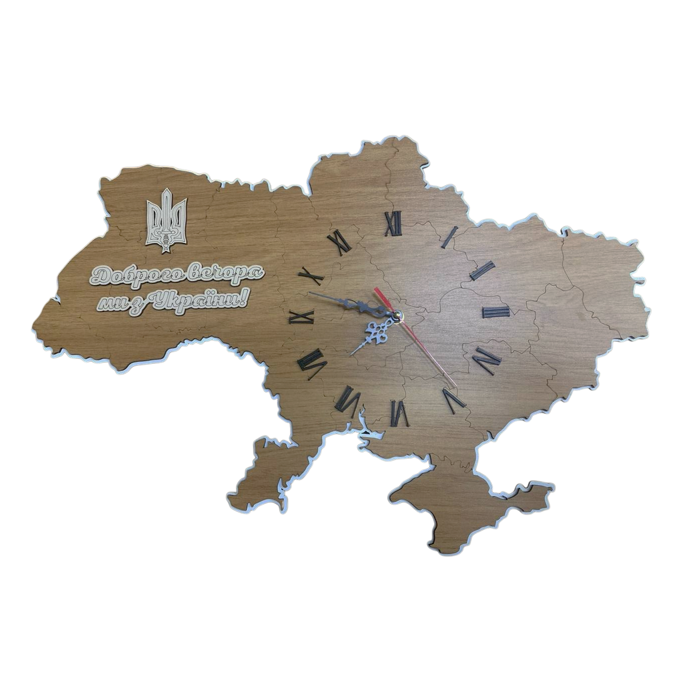 Часы настенные Карта Украины 59,5х41 см Коричневый