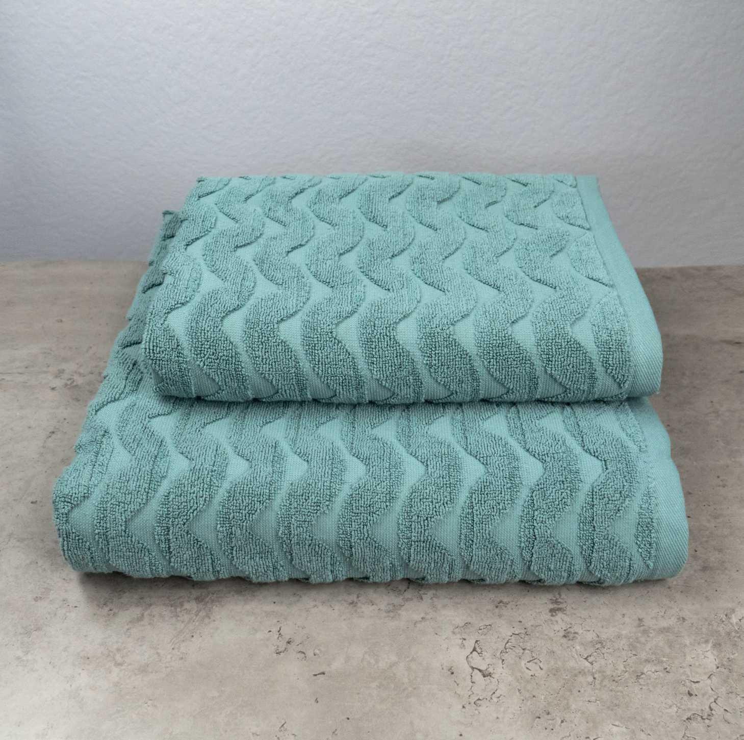 Комплект полотенец GM Textile Волна жаккардовые 2 шт. 50х90 см/70х140 см Мятный (500-2k-wave-mint)