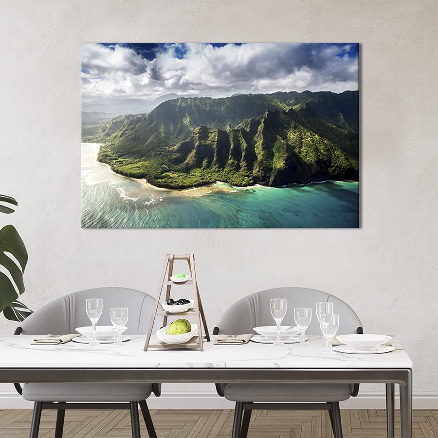 Настенный декор картина на холсте для интерьера Гавайский остров Кауаи 80x54 см (543-1)