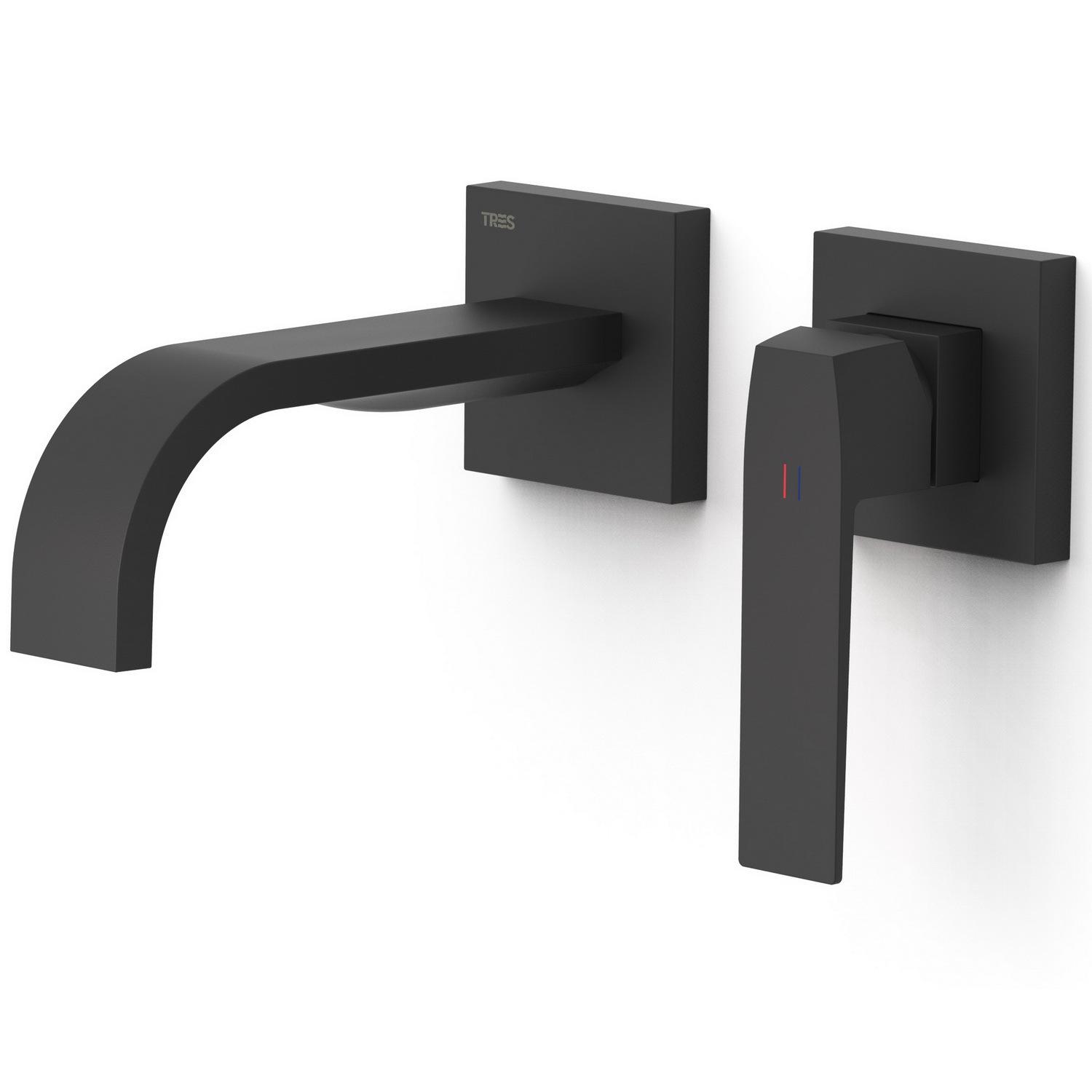 Смеситель для умывальника Tres Slim Exclusive 20230003NM настенный однорычажный Черный (132510)