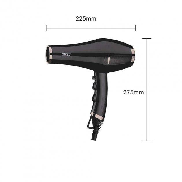 Фен для укладки волос DSP 30089 с насадкой концентратором и ионизацией Черный - фото 2 Фен для укладки волос DSP 30089 с насадкой концентратором и ионизацией Черный - фото 2