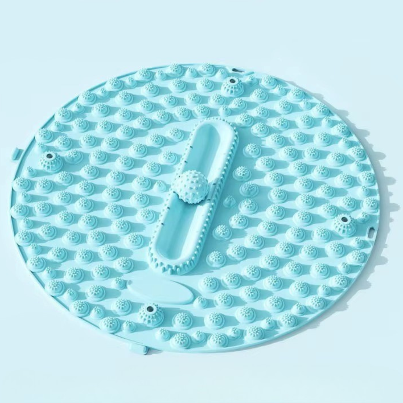 Коврик массажный для ног круглый с мячом акупунктурный для йоги для массажа стоп акупунктурных точек и тела 55х55 см Бирюзовый