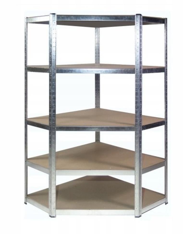 Стелаж кутовий металевий посилений Siker CGS40 5 полиць МДФ оцинкований 180x90x40 см Хром (147-76-40810113)