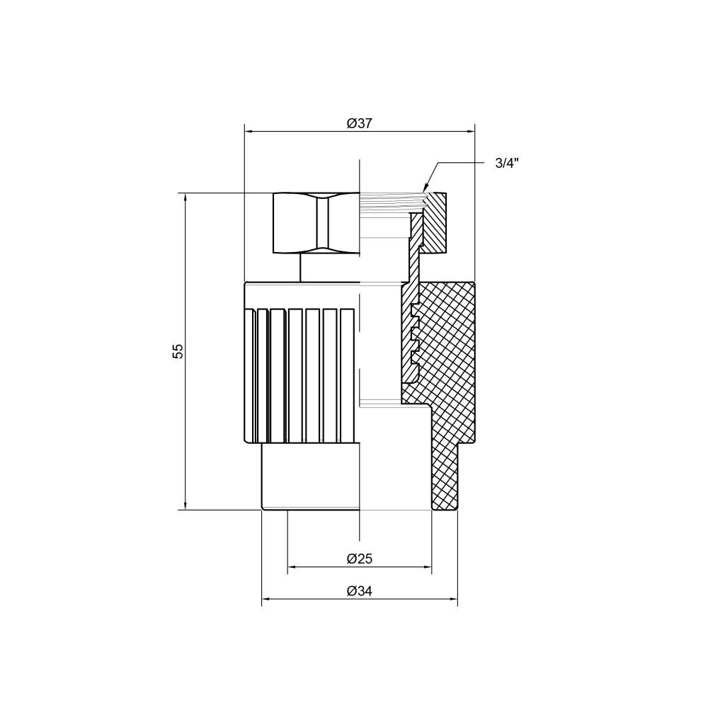 Муфта для полипропиленовых труб Thermo Allince с накидной гайкой 25х3/4" (107200#) - фото 2