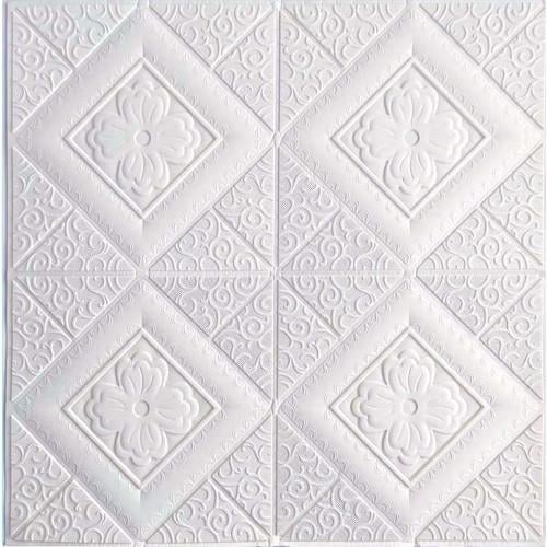 Панель самоклеюча 3D вишиванка 700x700x5 мм Білий (10174)