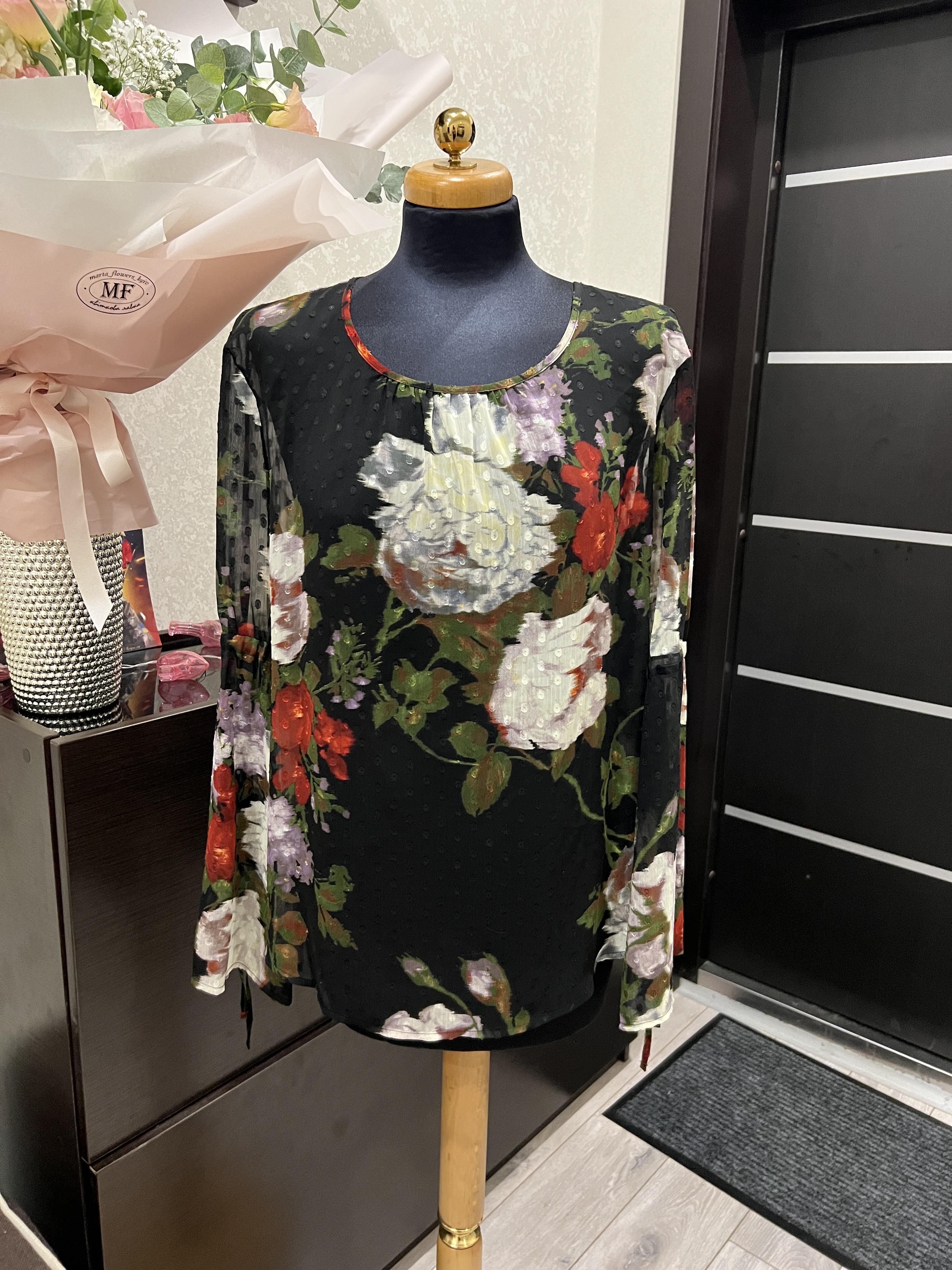 Блуза M&S напівпрозора з квітами L Чорний - фото 7 Блуза M&S напівпрозора з квітами L Чорний - фото 7