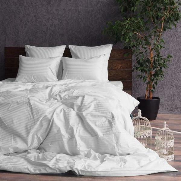 Комплект постільної білизни Страйп Сатин Двуспальний 70x70 см