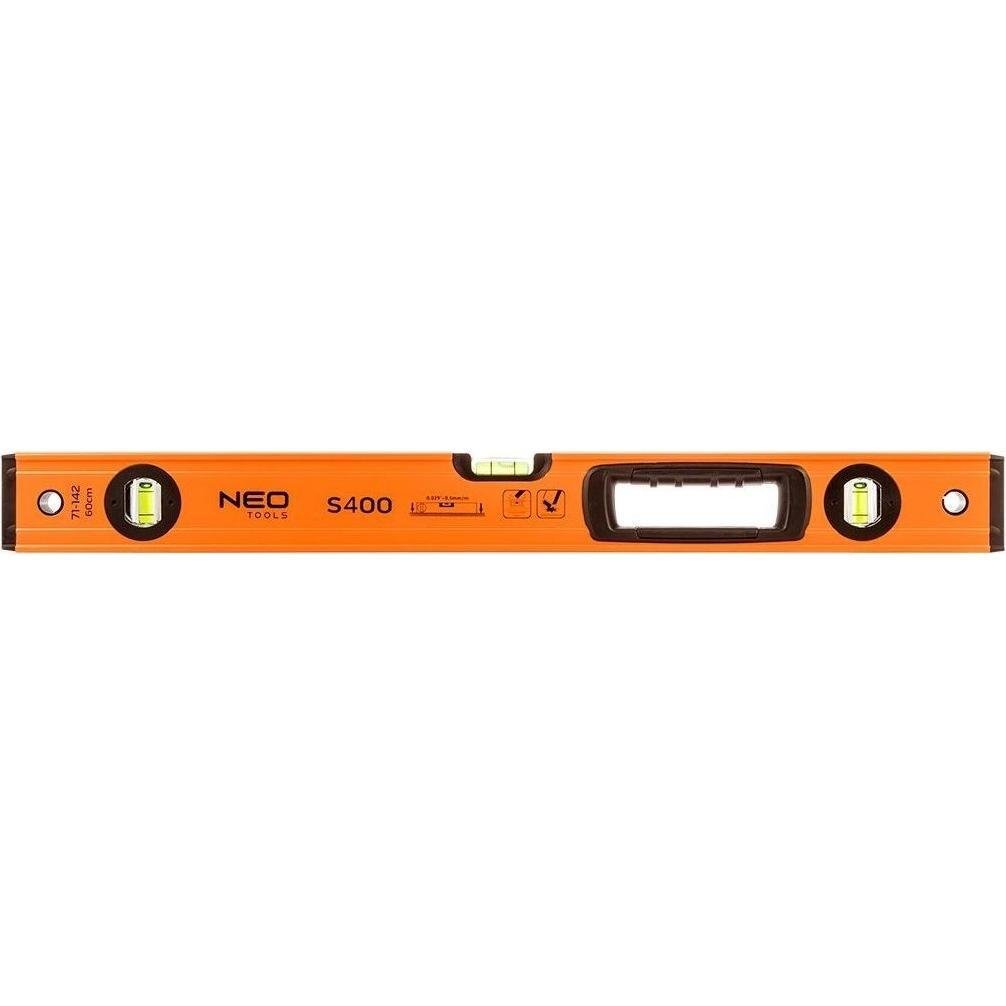 Уровень строительный Neo Tools S 400 3 капсулы 60 см Помаранчевий (71-142)