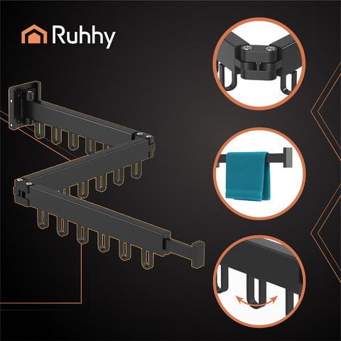 Сушарка для білизни складана настінна 2в1 висувна конструкція/18 гачків Чорний (29841303) - фото 4 Сушарка для білизни складана настінна 2в1 висувна конструкція/18 гачків Чорний (29841303) - фото 4