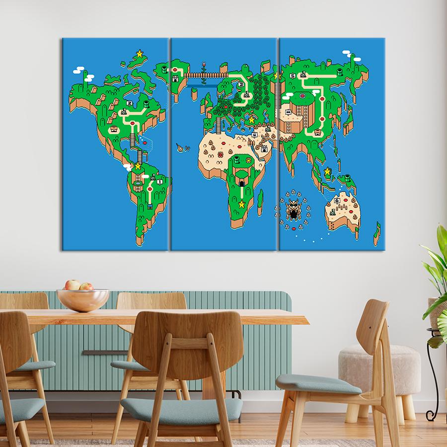 Картина карта Детский мир Супер Марио 128x81 см (A1340-3)