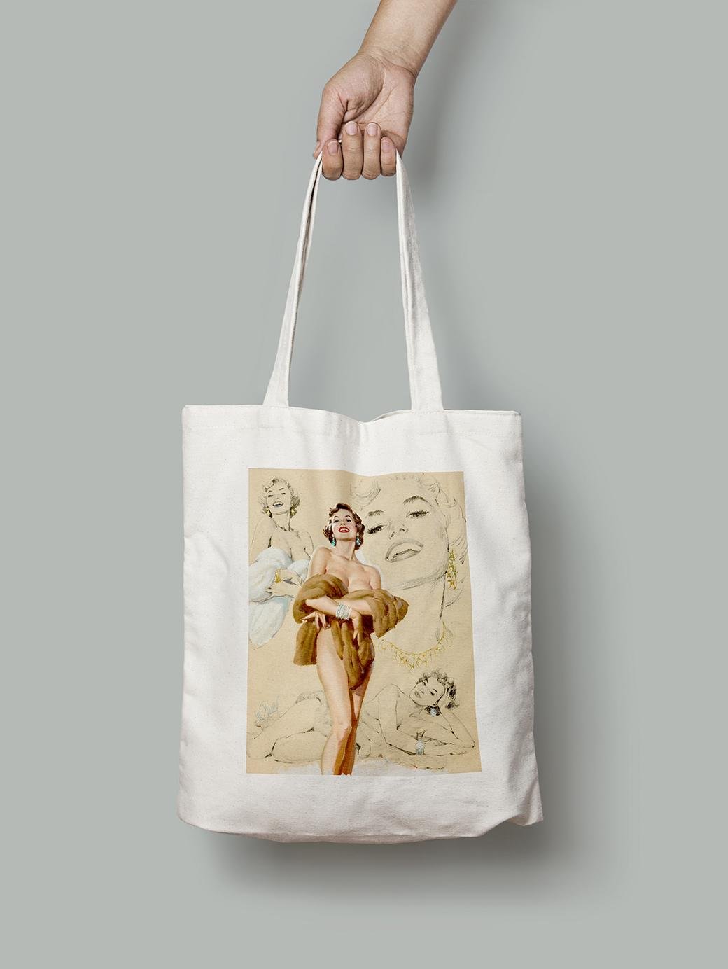 Эко-сумка в меховой накидке шопер (pin_up0004004_Bag)