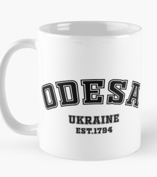 Чашка керамічна з принтом "Odesa Ukraine Est 1794" 330 мл Білий (УКР351Ч)