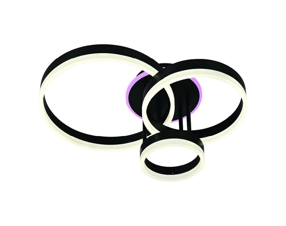Світильник світлодіодний стельовий Genny Round RGB 80W 4R 220V IP20 з пультом ДУ 605x420 мм Black