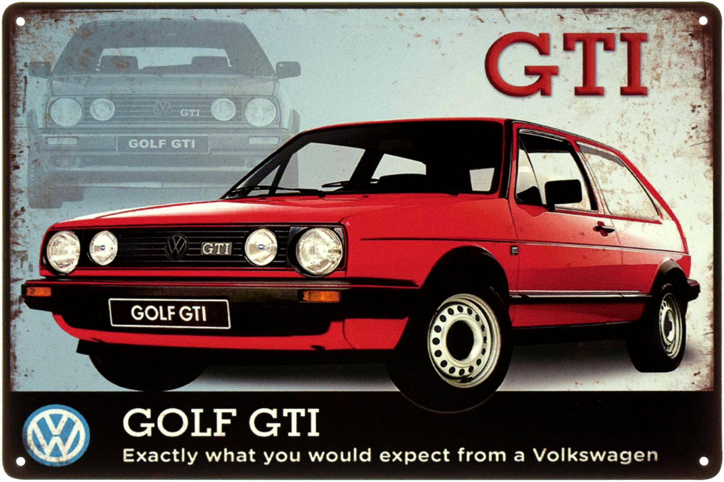 Табличка металлическая Volkswagen Golf GTI 20x30 см