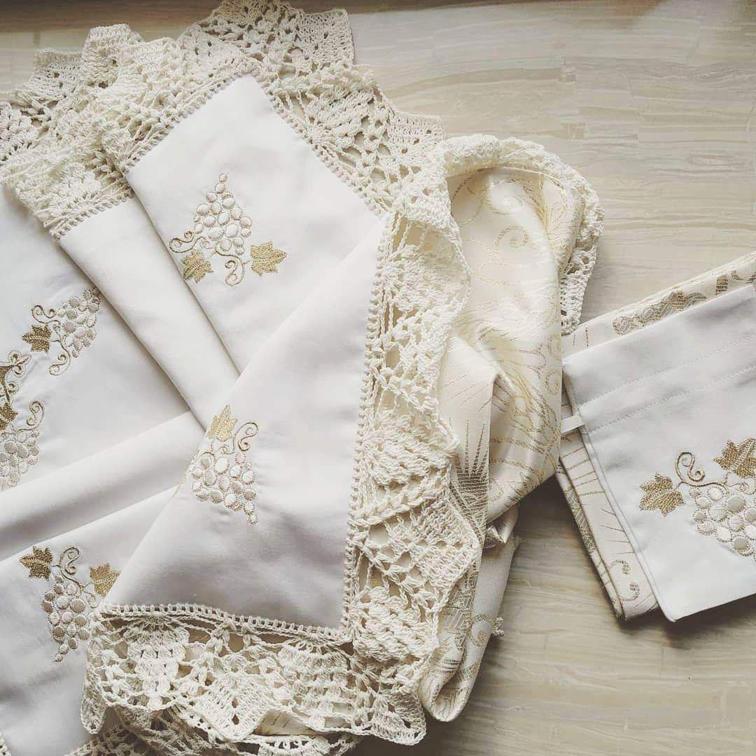 Крыжма крестильная Виноградная лоза с кружевом (2181824980) - фото 2 Крыжма крестильная Виноградная лоза с кружевом (2181824980) - фото 2