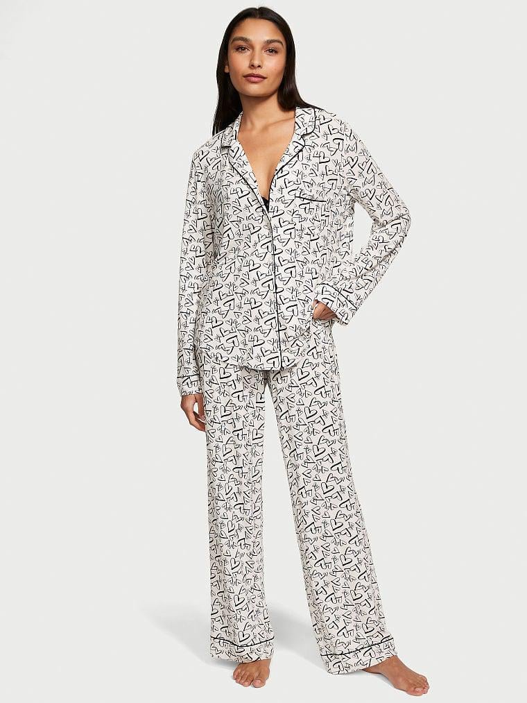Пижама модал Victoria's Secret Modal Coconut Модель Long Pyjama Set Regular XS Белый (2671347D)