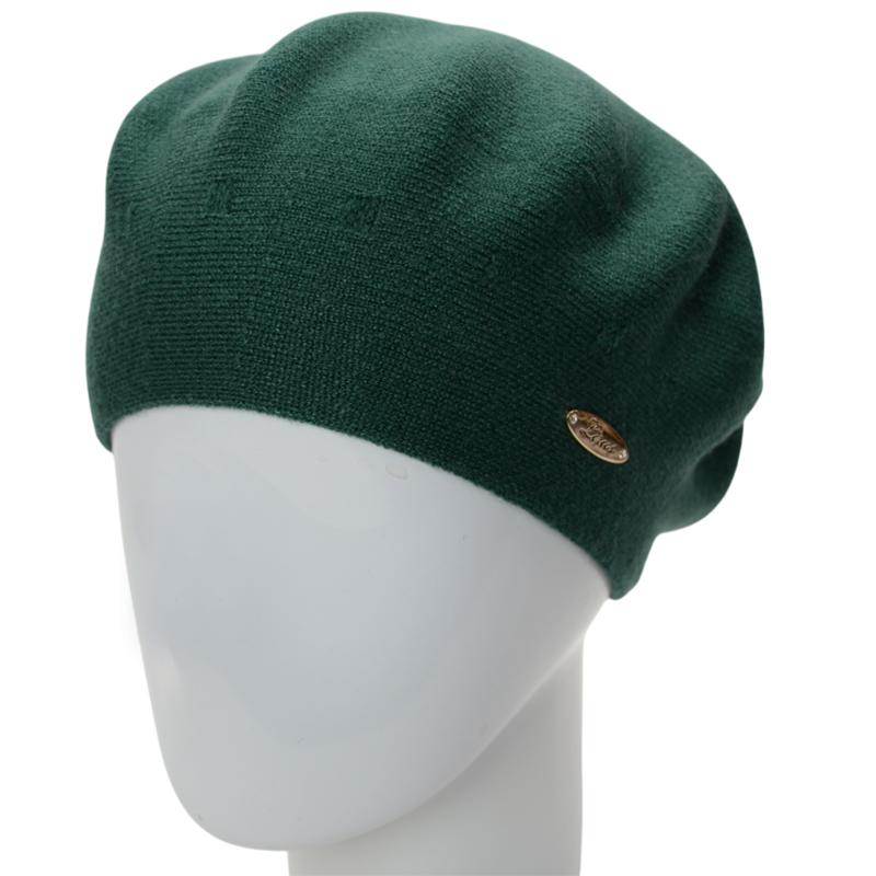 Берет женский двойной Lirus из вискозной пряжи Этюд Изумрудный