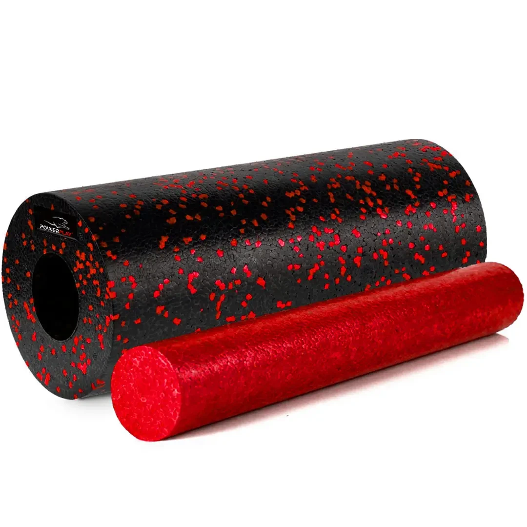 Ролик масажний гладкий PowerPlay PP-4348 2в1 EPP Foam Roller Чорний/Червоний 33x14 см - фото 1