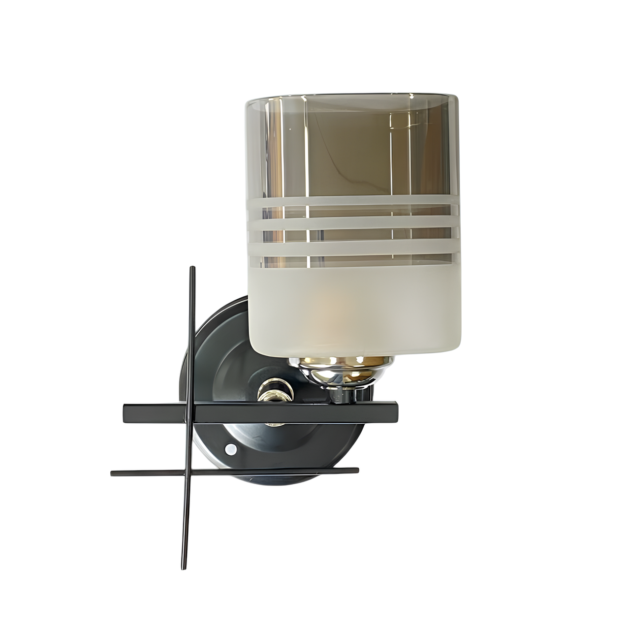 Бра Valeso с полупрозрачным плафоном в полоску под лампу Е27 Черный/Хром (B-6910B/1)