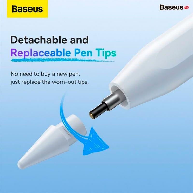 Стилус BASEUS Smooth Writing 2 Series Dual Charging Stylus White (SXBC080102) - фото 11