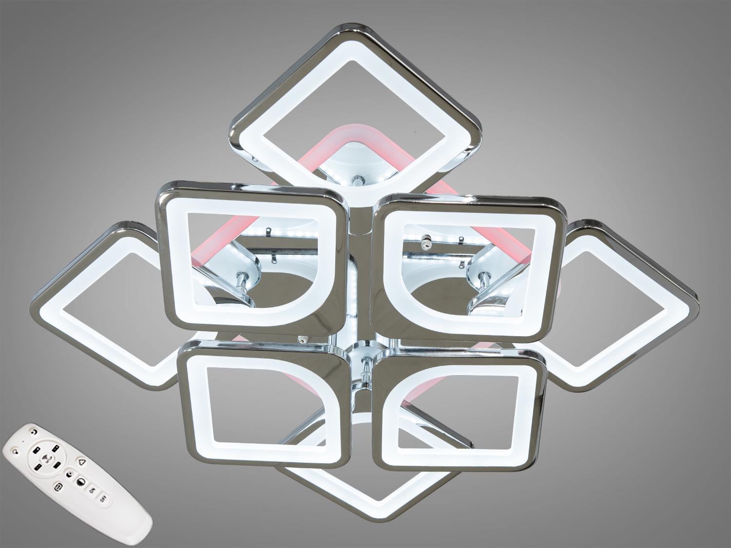 Люстра светодиодная Diasha с пультом/подсветкой 130W Хром (S8060/4+4HR 3col dim)