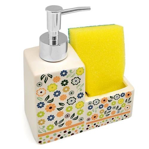 Дозатор для рідкого мила Stenson Wildflowers 16,5 х12,5х6 см (TD00614)