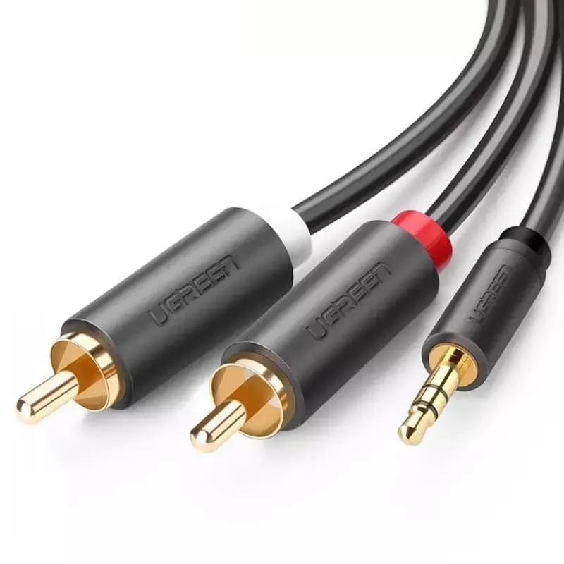 Кабель аудио UGREEN стерео разветвитель PVC to 2RCA 3,5 mm 1 m Grey (AV102)