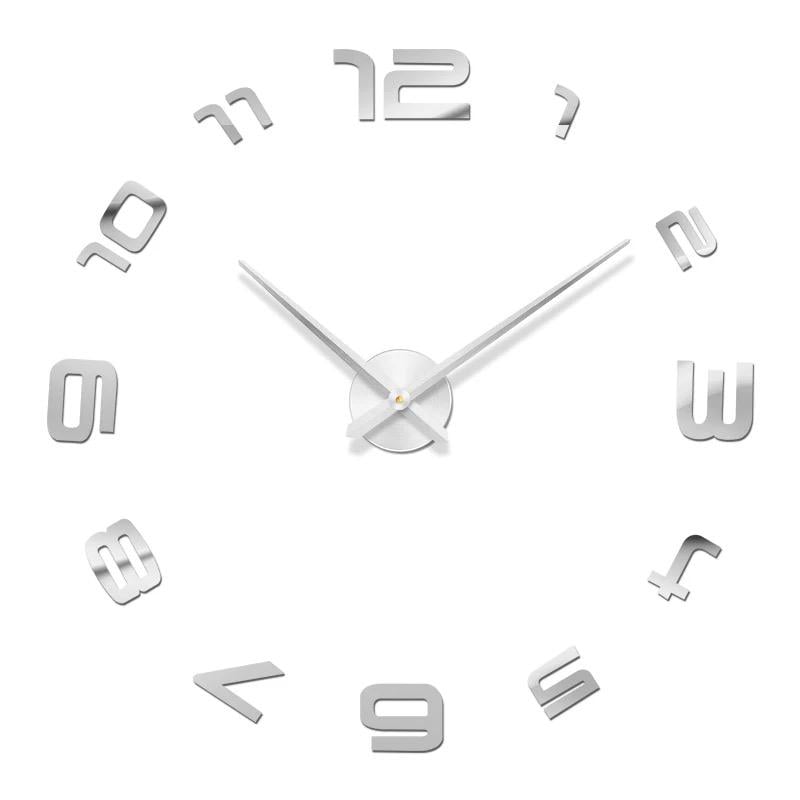 Часы настенные большие Orbita 3D с зеркальным эффектом d 60х130 см Серебряный