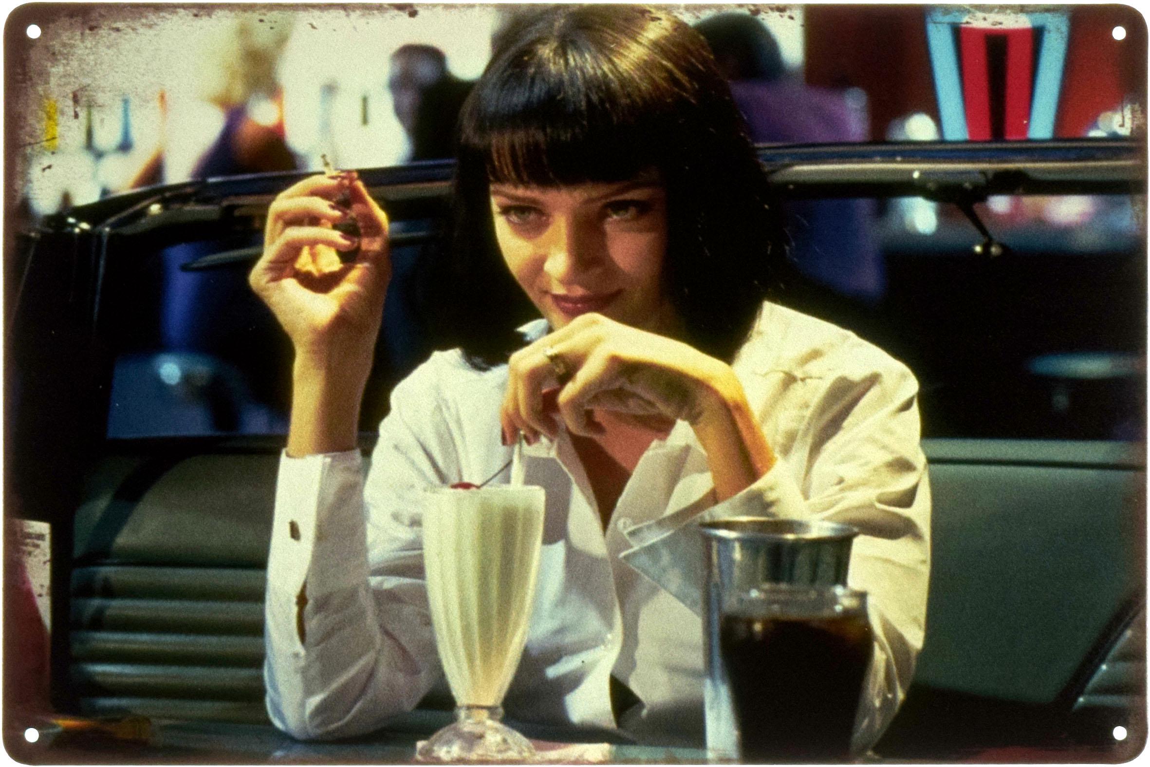 Табличка металлическая Криминальное Чтиво Ума Турман Коктейль/Pulp Fiction 20x30 см